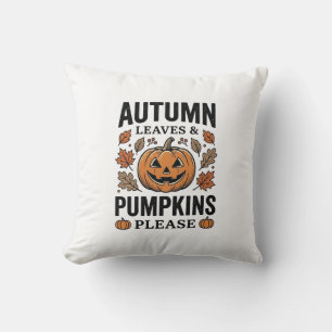 Cojín Decorativo Hojas De Calabaza De Otoño Calabazas Por Favor Vin