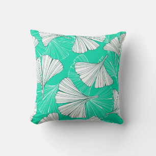 Cojín Decorativo Hojas de Ginkgo biloba, patrón dibujado a mano