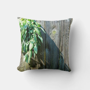 Cojín Decorativo Hojas de hierbas botánicas boho madera rústica de