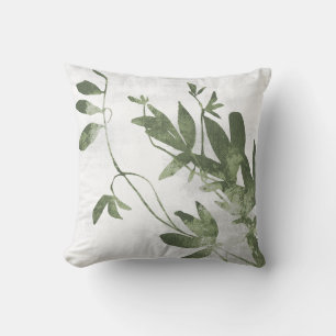 Cojín Decorativo Hojas de hierbas botánicas verde oliva salvia