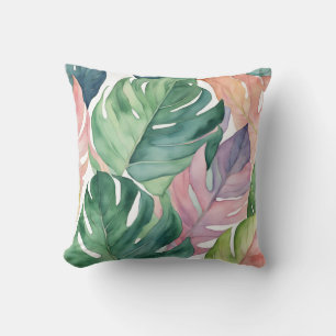 Cojín Decorativo Hojas de la planta Pastel Tropical Philodendron Mo