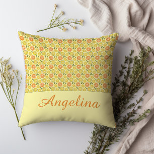 Cojín Decorativo Hojas de limón blancas naranjas amarillas Nombre d