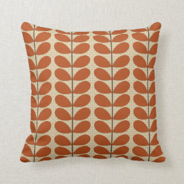 Cojín Decorativo Hojas de los mediados de siglo, moho Brown y beige