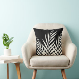Cojín Decorativo Hojas de Moda de Boho en blanco y negro