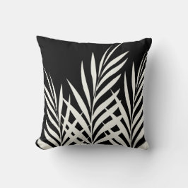 Cojín Decorativo Hojas de Moda de Boho en blanco y negro