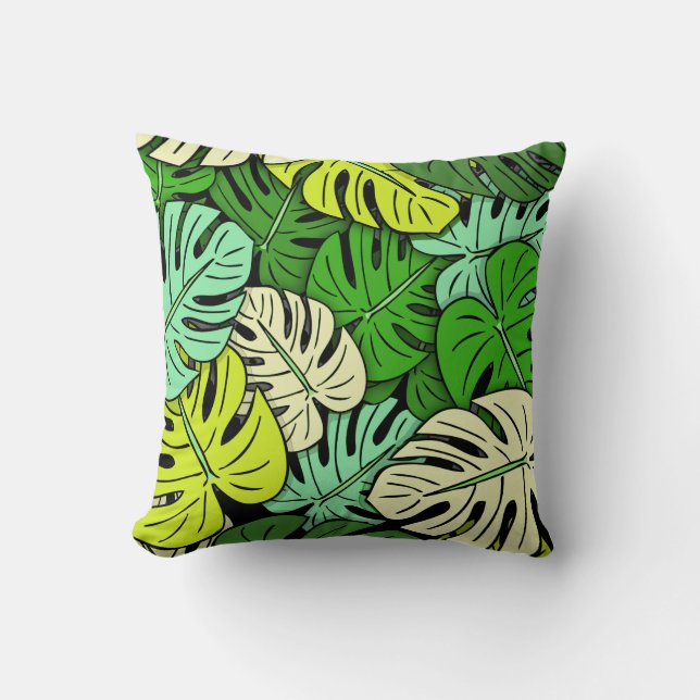 Cojín Decorativo Hojas de Monstera #3 (Anverso)