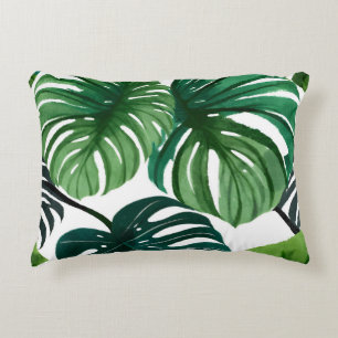 Cojín Decorativo Hojas de Monstera Acuarela Botánica Moderna