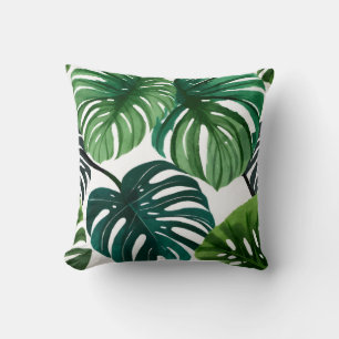 Cojín Decorativo Hojas de Monstera Acuarela Botánica Moderna