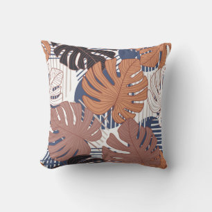 Cojín Decorativo Hojas de monstera exóticas, tropicales vintage.