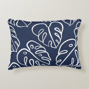 Cojín Decorativo Hojas de Monstera: Mano Vintage dibujada.