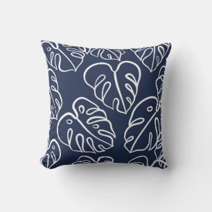 Cojín Decorativo Hojas de Monstera: Mano Vintage dibujada.