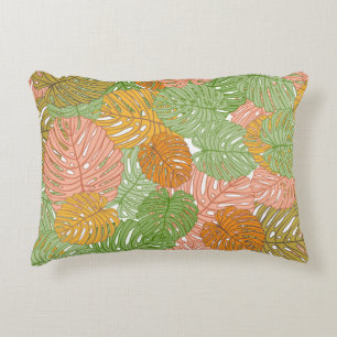 Cojín Decorativo Hojas de monstera tropical, coloridas y sin costur