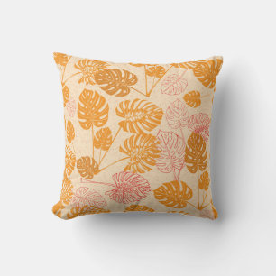 Cojín Decorativo Hojas de monstera tropical. dibujo de silueta Seam