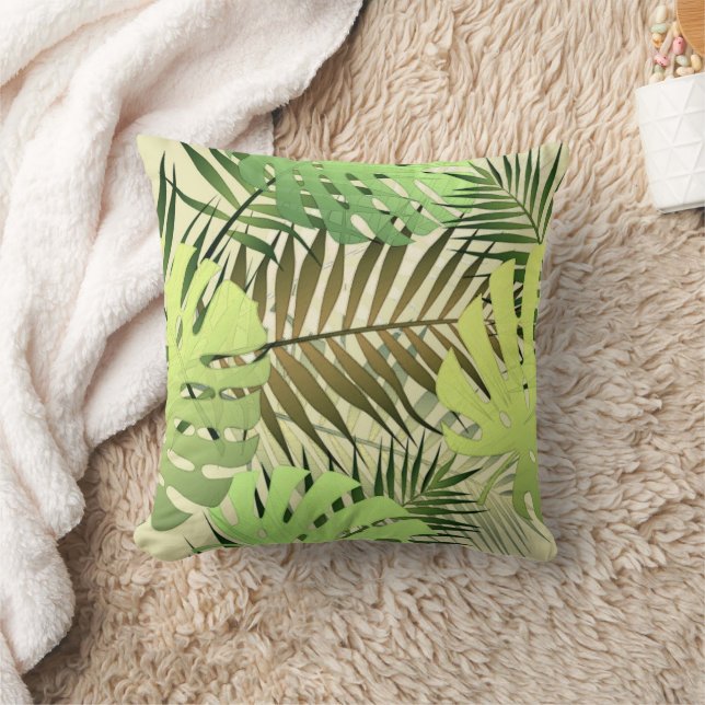 Cojín Decorativo Hojas de monstera tropical pálida (Manta)