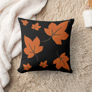 Cojín Decorativo hojas de naranja en patrón otoño