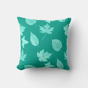 Cojín Decorativo Hojas de otoño - aqua y turquesa