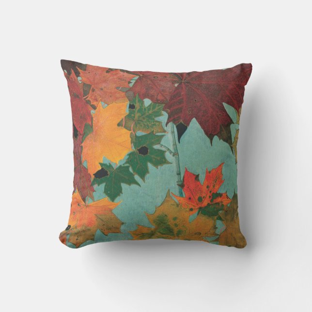 Cojín Decorativo Hojas de otoño brillantes (Anverso)