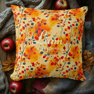 Cojín Decorativo Hojas de otoño cálidas y tostadas   Decoración aco