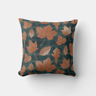 Cojín Decorativo Hojas de otoño Cuadro Patrón continuo Follaje de o