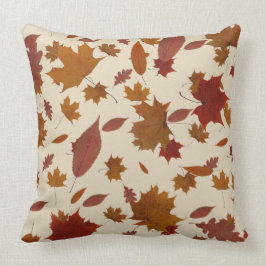 Cojín Decorativo Hojas de otoño de oro en color crema de encargo