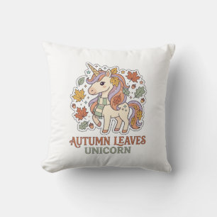 Cojín Decorativo Hojas de otoño de unicornio Merch de diseño gráfic