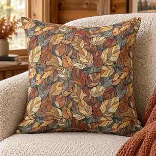 Cojín Decorativo Hojas de Otoño de Vidrio Teñido Elegantes - Otoño