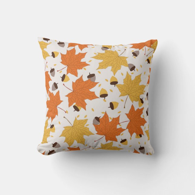 Cojín Decorativo Hojas de otoño, diseño inmaculado. (Anverso)