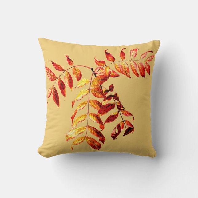 Cojín Decorativo Hojas de Otoño Doradas (Anverso)