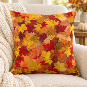 Cojín Decorativo Hojas de otoño en acuarela - Patrón vintage de oto