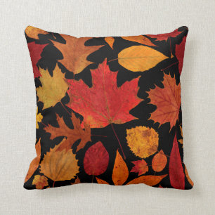 Cojín Decorativo Hojas de otoño en negro