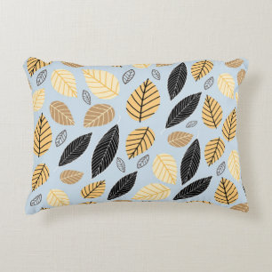 Cojín Decorativo Hojas de otoño: fondo azul sin foco