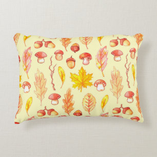 Cojín Decorativo Hojas de otoño: fondo de escritorio retro de acuar