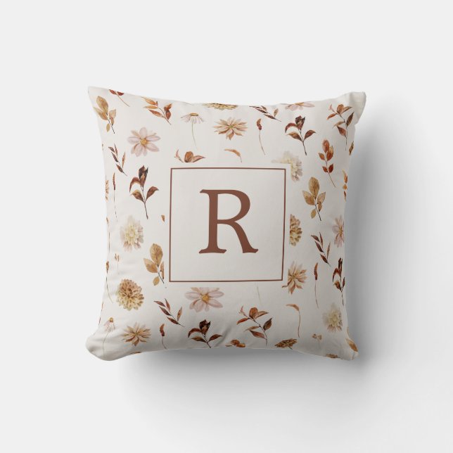 Cojín Decorativo Hojas de otoño monogramadas (Anverso)