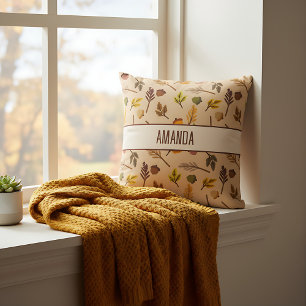 Cojín Decorativo Hojas de otoño personalizadas de granja sencilla
