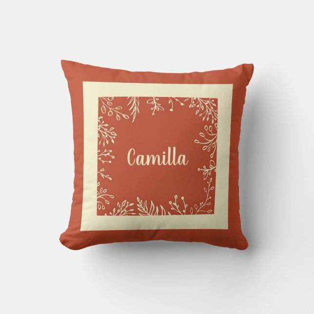 Cojín Decorativo Hojas de otoño sencillas personalizadas (Anverso)
