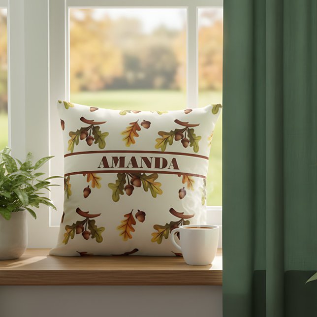 Cojín Decorativo Hojas de otoño sencillas personalizadas (Fall decor pillow soft and stylish. Seasonal cute tone. )