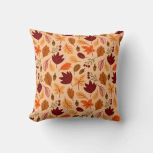 Cojín Decorativo Hojas de otoño, simple patrón infantil sin costura
