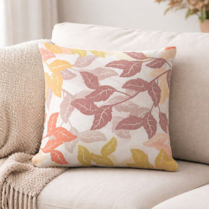 Cojín Decorativo Hojas de Otoño Tonos Cálidos