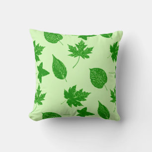 Cojín Decorativo Hojas de otoño - verde esmeralda y lima