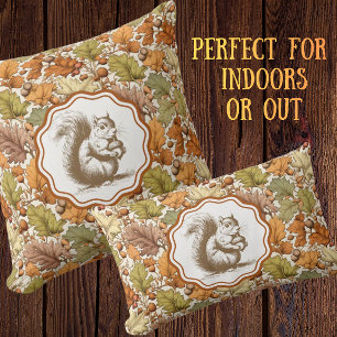 Cojín Decorativo Hojas de otoño y ardilla vintage de William Morris