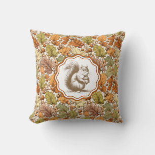 Cojín Decorativo Hojas de otoño y ardilla vintage de William Morris