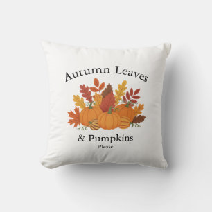 Cojín Decorativo Hojas de Otoño y Calabazas - Acento Otoñal Rústico