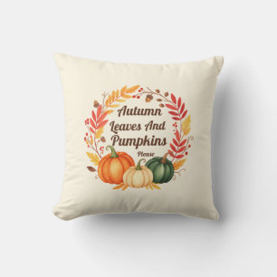 Cojín Decorativo Hojas de otoño y calabazas - Granja rústica de oto