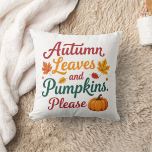 Cojín Decorativo Hojas De Otoño Y Calabazas Por Favor