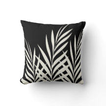 Hojas de palma boho chic en blanco y negro