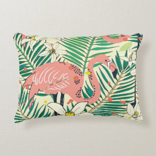 Cojín Decorativo Hojas de palma de Flamingo: Vintage tropical