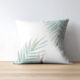 Cojín Decorativo Hojas de palma elegantes en acuarela