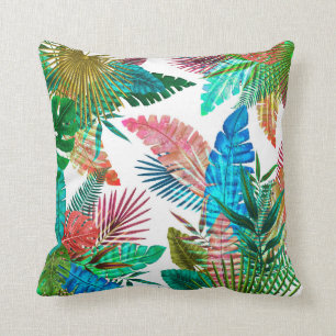 Cojín Decorativo Hojas de palma en el fondo blanco