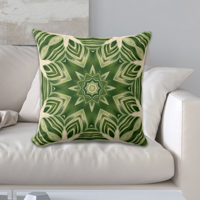 Cojín Decorativo hojas de palma tropicales botánicas abstractas de  (greenery abstract botanical tropical palm leaves throw pillow)