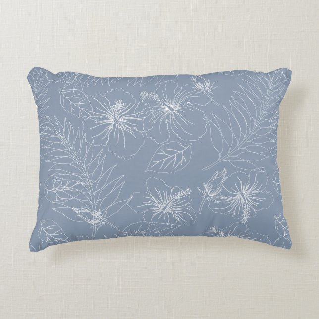 Cojín Decorativo Hojas de palmas tropicales de Hibiscus exóticas si (Anverso)